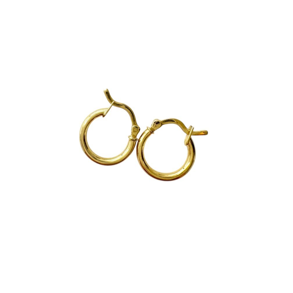 Aretes en oro amarillo 18K argollas tubulares S