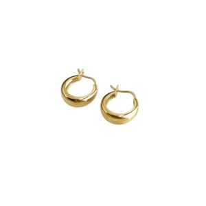 Aretes en oro amarillo de 18K argollas canoa
