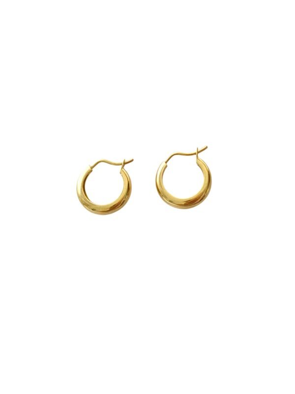 Aretes en oro amarillo de 18K argollas canoa - Imagen 2