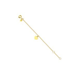 Pulsera bebé en oro amarillo 18K con dije corazón