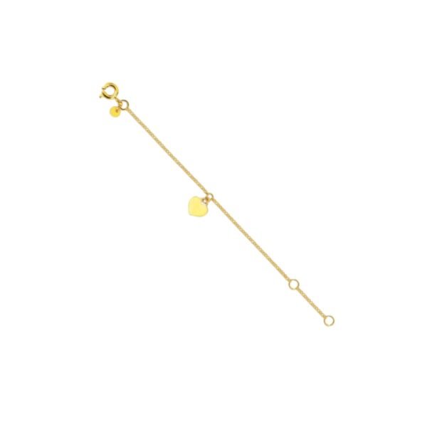 Pulsera bebé en oro amarillo 18K con dije corazón