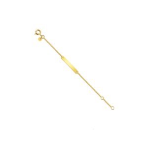 Pulsera bebé en oro amarillo 18K placa rectangular regulable