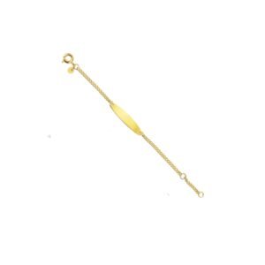 Pulsera bebé en oro amarillo 18K con placa oval regulable