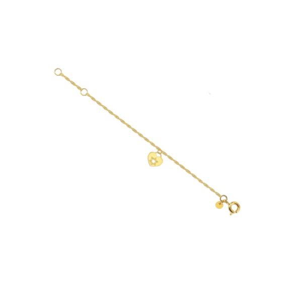 Pulsera bebé en oro amarillo 18K con dije corazón estrella
