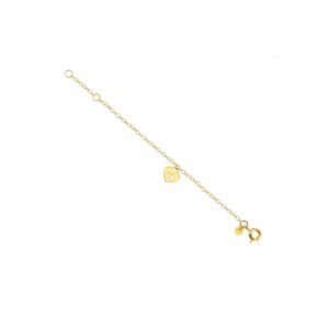 Pulsera bebé en oro amarillo 18K con dije corazón luna