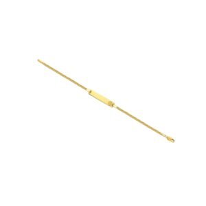Pulsera bebé en oro amarillo 18K con placa rectangular trébol panzer