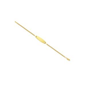 Pulsera bebé en oro amarillo 18K con placa oval corazón
