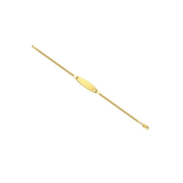 Pulsera bebé en oro amarillo 18K con placa oval corazón