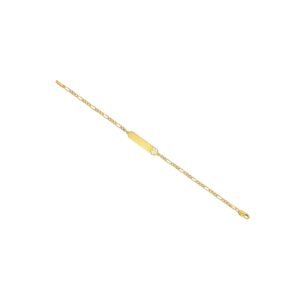 Pulsera bebé en oro amarillo 18K con placa oval flor