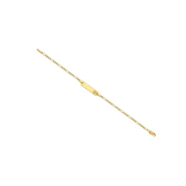 Pulsera bebé en oro amarillo 18K con placa rectangular trébol cartier