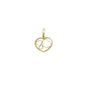 Dije en oro amarillo de 18K corazones calados