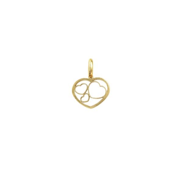 Dije en oro amarillo de 18K corazones calados