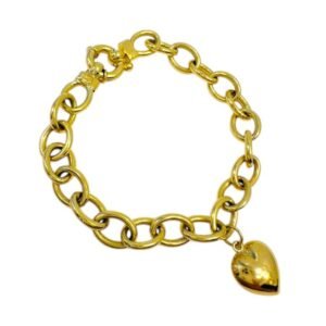 Pulsera en oro amarillo de 18K eslabón corazón bombeado
